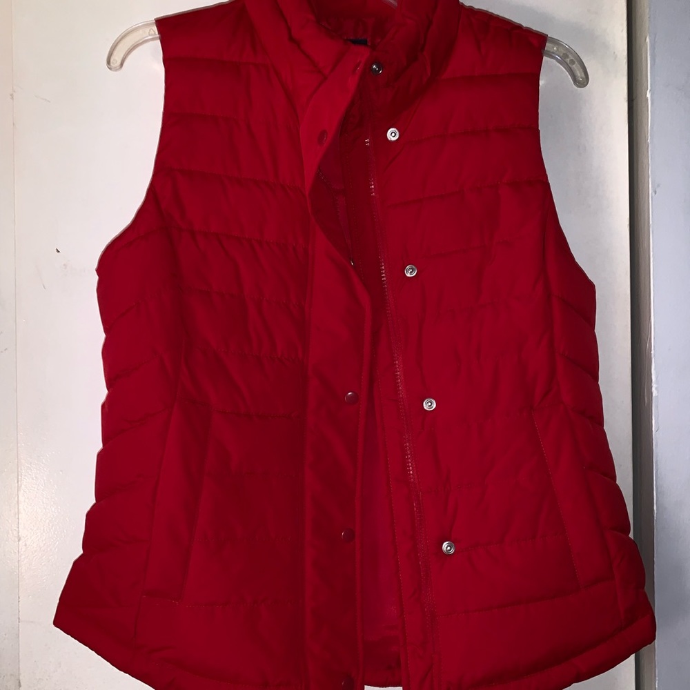 Red puffer vest